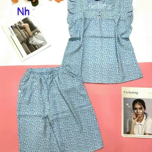 Đồ bộ quần lửng áo sát nách bèo chấm bi