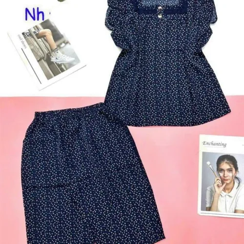 Đồ bộ quần lửng áo sát nách bèo chấm bi