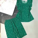 Đồ bộ quần lửng áo sát nách bèo chấm bi
