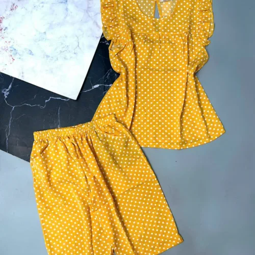 Đồ bộ quần lửng áo sát nách bèo chấm bi