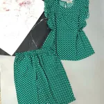 Đồ bộ quần lửng áo sát nách bèo chấm bi