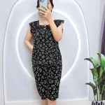 Đồ bộ quần lửng áo sát nách bèo cổ vuông hoạ tiết hoa