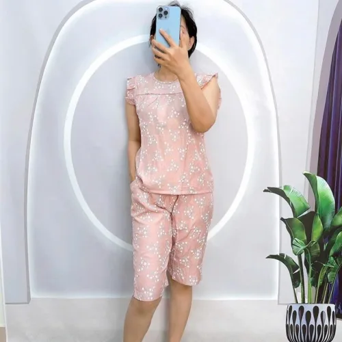 Đồ bộ quần lửng áo sát nách bèo hoạ tiết