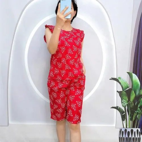 Đồ bộ quần lửng áo sát nách bèo hoạ tiết