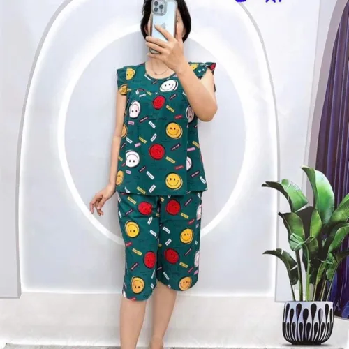 Đồ bộ quần lửng áo sát nách bèo họa tiết