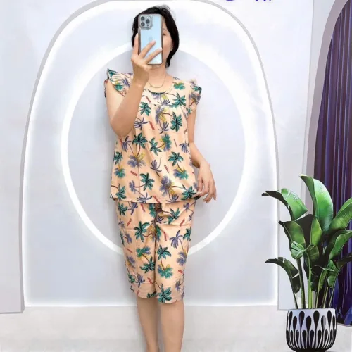 Đồ bộ quần lửng áo sát nách bèo họa tiết