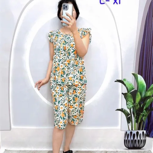 Đồ bộ quần lửng áo sát nách bèo họa tiết