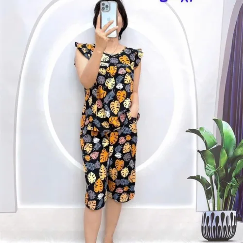 Đồ bộ quần lửng áo sát nách bèo họa tiết