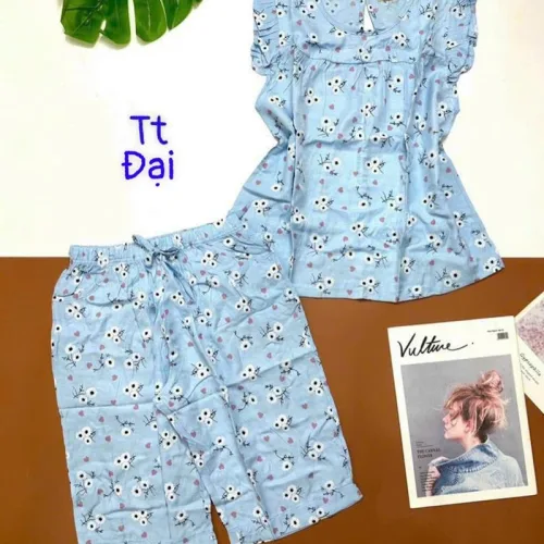 Đồ bộ quần lửng áo sát nách bèo hoạ tiết form rộng