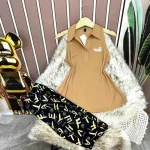 Đồ bộ quần lửng áo sát nách cổ bẻ màu trơn