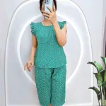 Đồ bộ quần lửng áo sát nách viền bèo hoạ tiết