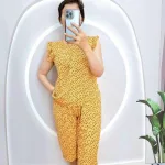 Đồ bộ quần lửng áo sát nách viền bèo hoạ tiết