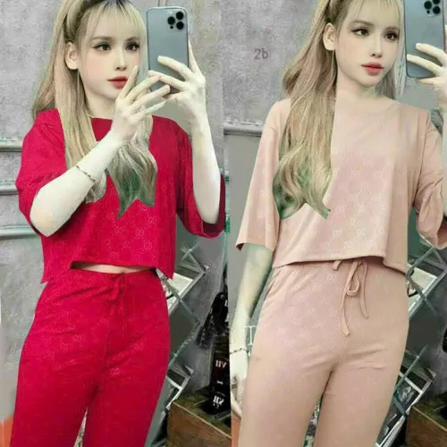 Đồ bộ quần lửng áo tay lửng cổ tròn màu trơn