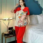 Đồ bộ quần lửng áo tay ngắn cổ lá sen hoạ tiết