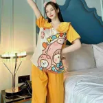 Đồ bộ quần lửng áo tay ngắn cổ lá sen hoạ tiết