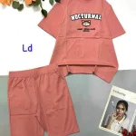 Đồ bộ quần lửng áo tay ngắn cổ tròn in chữ