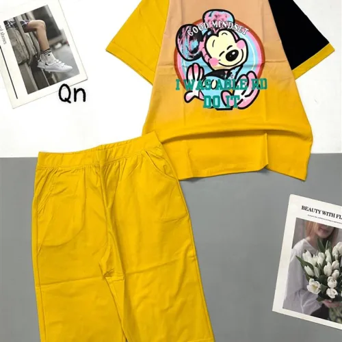 Đồ bộ quần lửng áo tay ngắn cổ tròn in hình mickey