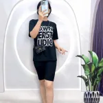 Đồ bộ quần lửng áo tay ngắn in chữ