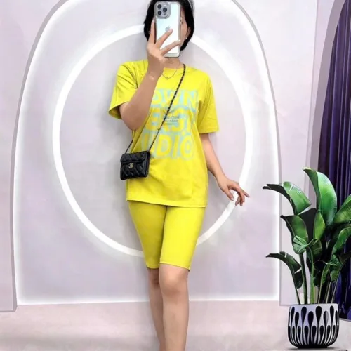 Đồ bộ quần lửng áo tay ngắn in chữ