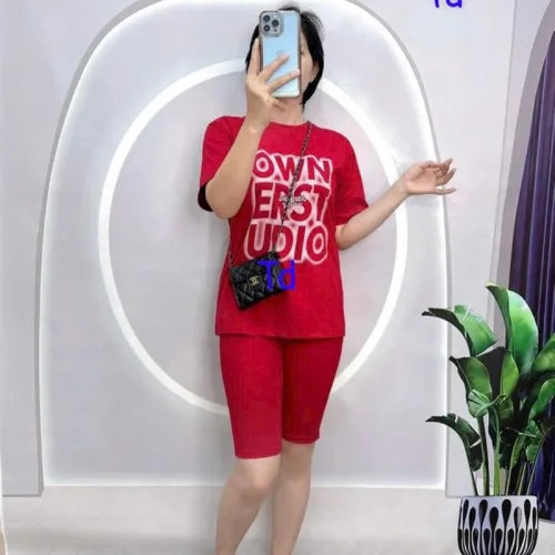 Đồ bộ quần lửng áo tay ngắn in chữ