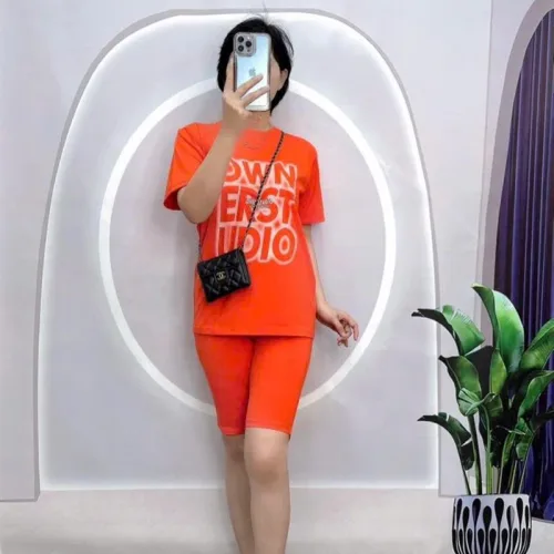 Đồ bộ quần lửng áo tay ngắn in chữ