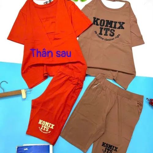 Đồ bộ quần lửng áo tay ngắn in chữ