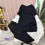 Đồ bộ quần lửng áo tay ngắn in chữ dập nổi