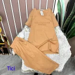 Đồ bộ quần lửng áo tay ngắn in chữ dập nổi