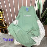 Đồ bộ quần lửng áo tay ngắn in chữ form rộng