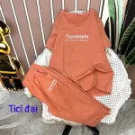 Đồ bộ quần lửng áo tay ngắn in chữ form rộng