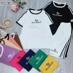 Đồ bộ quần lửng áo tay ngắn in chữ phối viền trắng