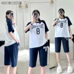 Đồ bộ quần lửng áo tay ngắn in chữ và in số 8