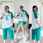 Đồ bộ quần lửng áo tay ngắn in chữ và in số 8
