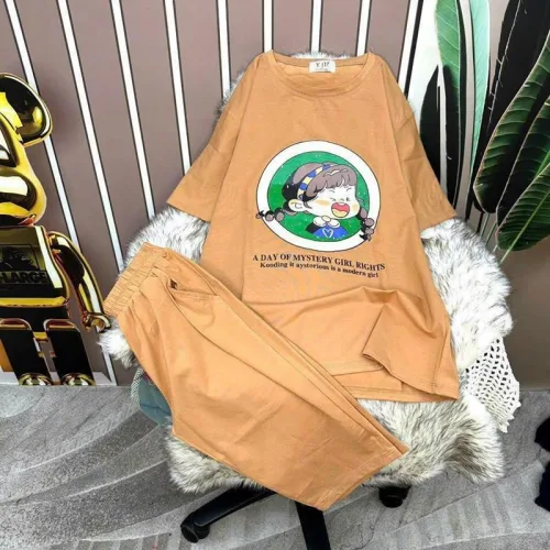 Đồ bộ quần lửng áo tay ngắn in hình
