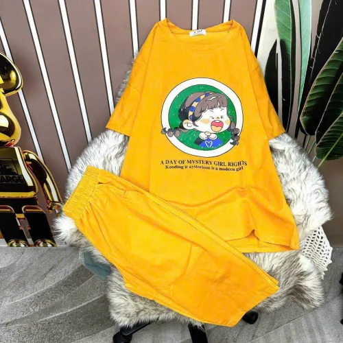 Đồ bộ quần lửng áo tay ngắn in hình