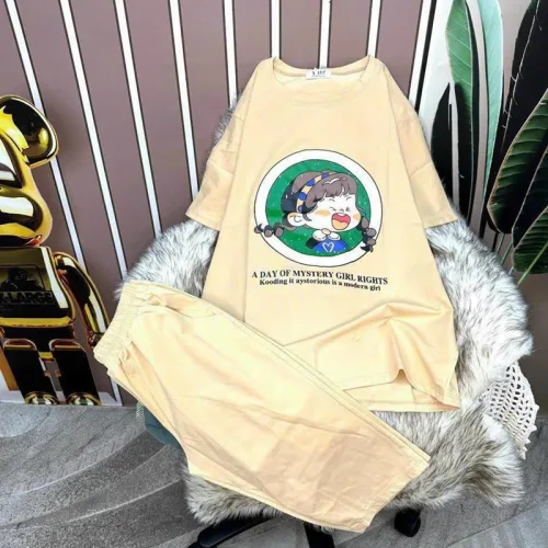 Đồ bộ quần lửng áo tay ngắn in hình