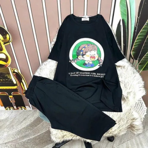 Đồ bộ quần lửng áo tay ngắn in hình