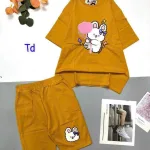 Đồ bộ quần lửng áo tay ngắn in hình
