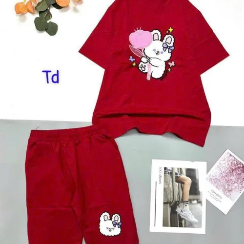 Đồ bộ quần lửng áo tay ngắn in hình