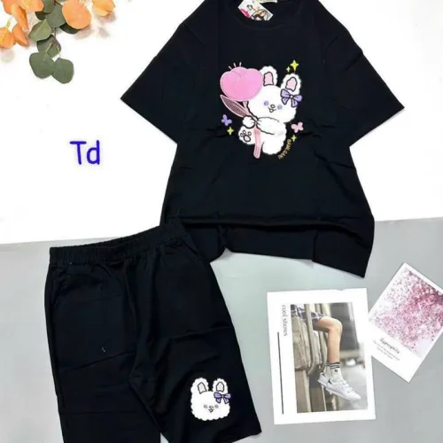 Đồ bộ quần lửng áo tay ngắn in hình