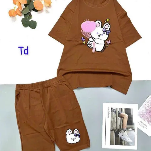 Đồ bộ quần lửng áo tay ngắn in hình