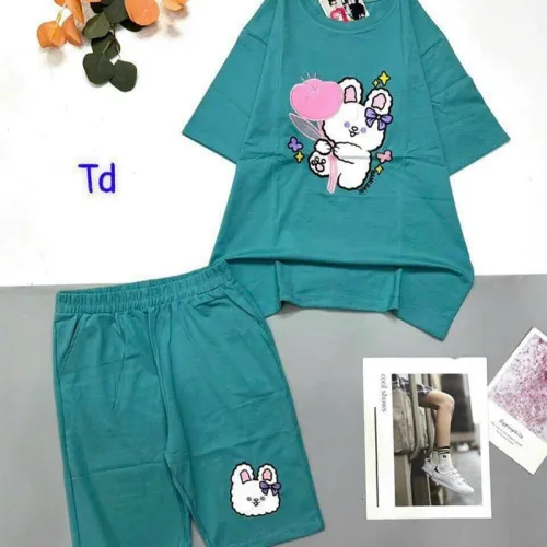 Đồ bộ quần lửng áo tay ngắn in hình
