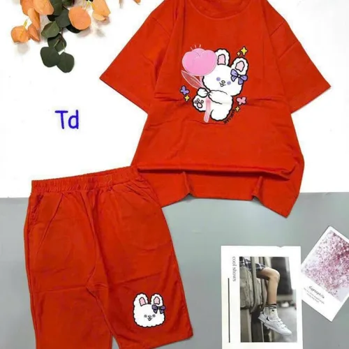 Đồ bộ quần lửng áo tay ngắn in hình