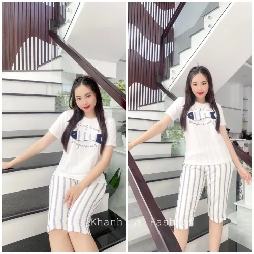 Đồ bộ quần lửng áo tay ngắn in hình cá