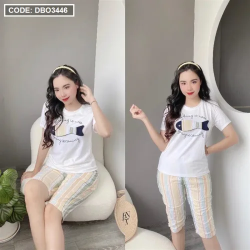 Đồ bộ quần lửng áo tay ngắn in hình cá