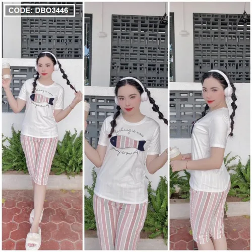 Đồ bộ quần lửng áo tay ngắn in hình cá