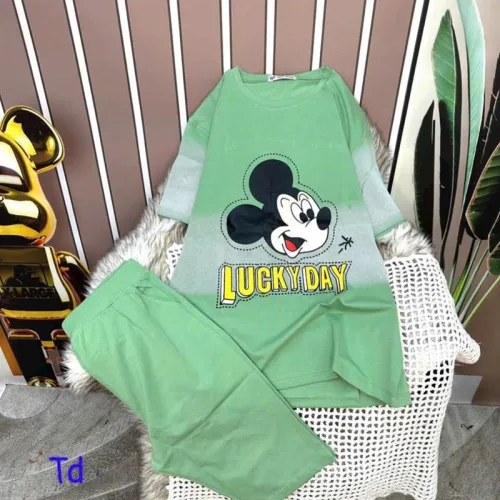 Đồ bộ quần lửng áo tay ngắn in hình chuột mickey