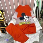 Đồ bộ quần lửng áo tay ngắn in hình chuột mickey