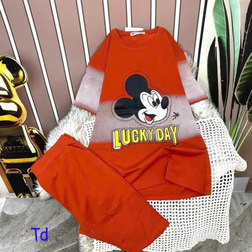 Đồ bộ quần lửng áo tay ngắn in hình chuột mickey