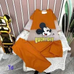 Đồ bộ quần lửng áo tay ngắn in hình chuột mickey